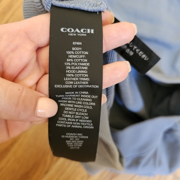Coach $225 Size M Patch Hoodie Blue Fitted Designer Luxury Cotton Spring Unique - Picture 6 of 6